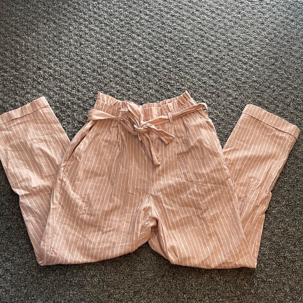Striped light pink pants